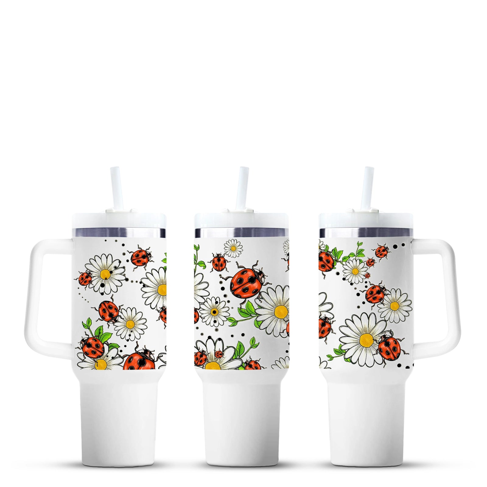 Ladybug and daisy print tumblers from Master Maker Crafts, wholesale craft supplies Ohio