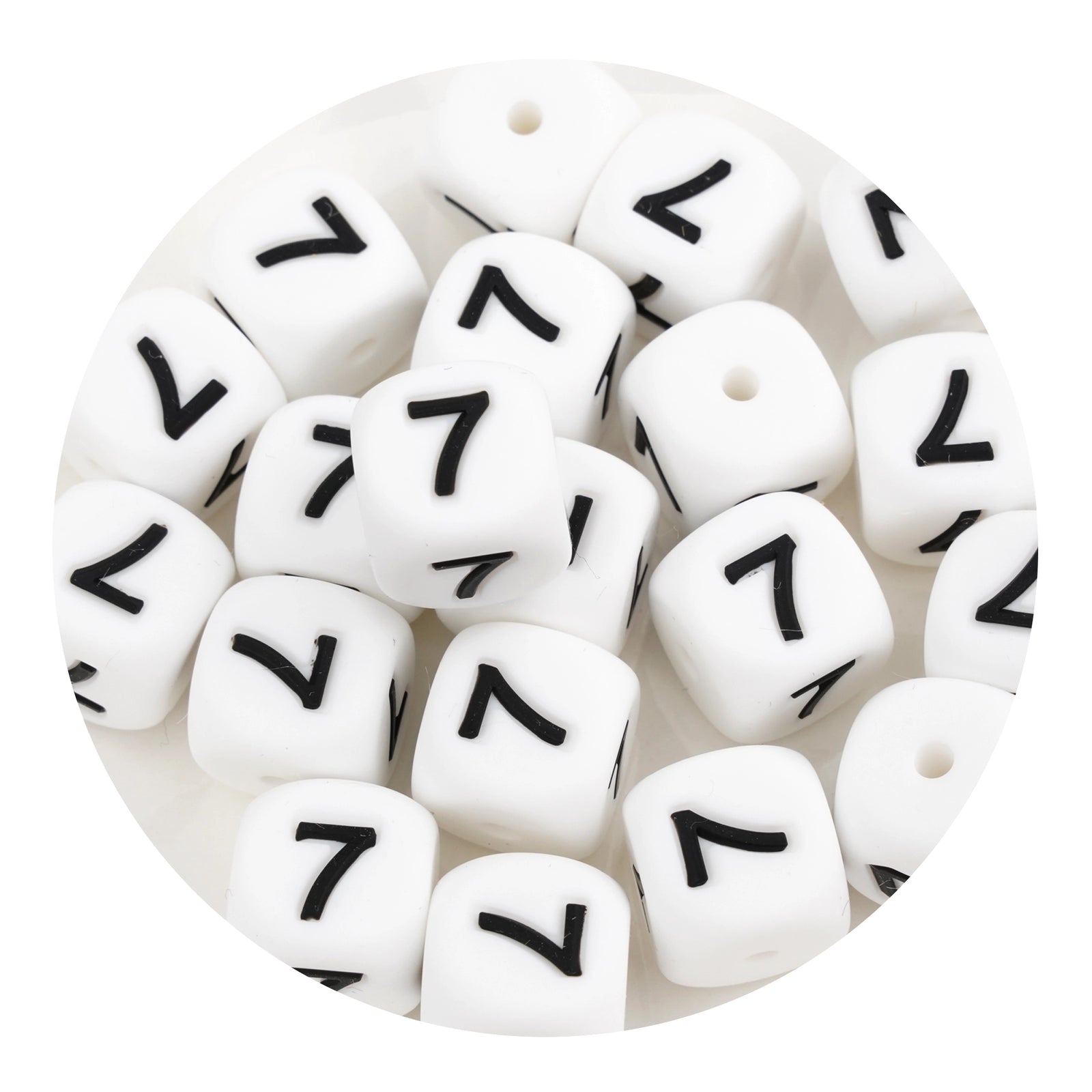 Master Maker Crafts wholesale white silicone string beads with black number 7, fast shipping Ohio