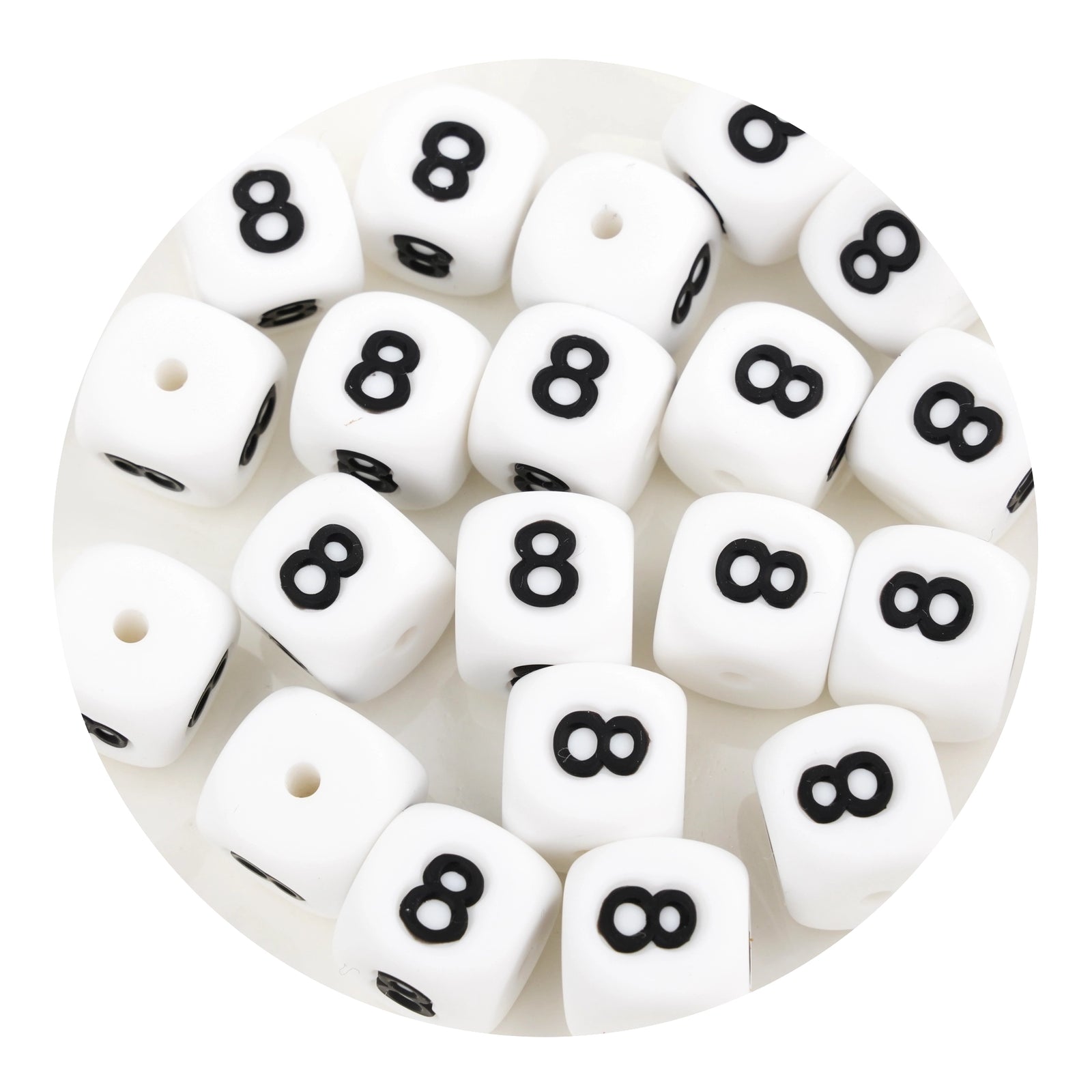 White silicone number 8 square beads for crafts, Master Maker Crafts wholesale Ohio