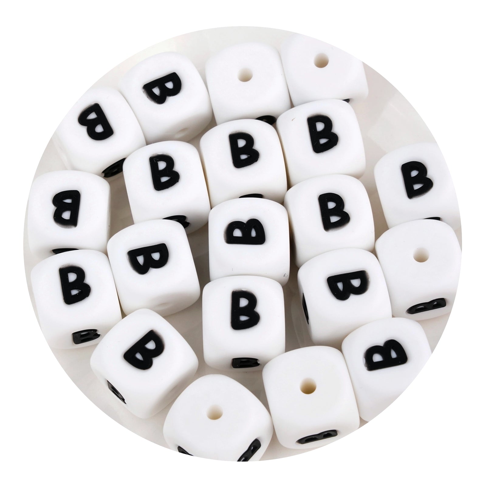 Master Maker Crafts wholesale white silicone letter B square beads, fast shipping Ohio