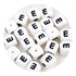White silicone square beads with black letter E, Master Maker Crafts wholesale craft supplies Ohio DIY Craft Warehouse