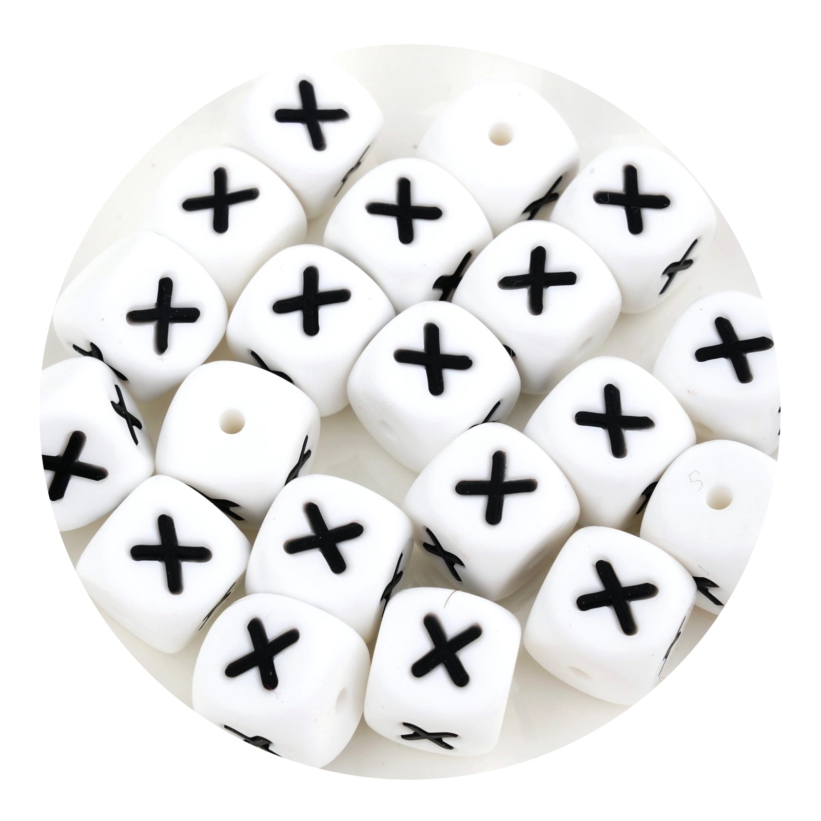 White silicone letter X beads, craft supplies, Master Maker Crafts wholesale Ohio