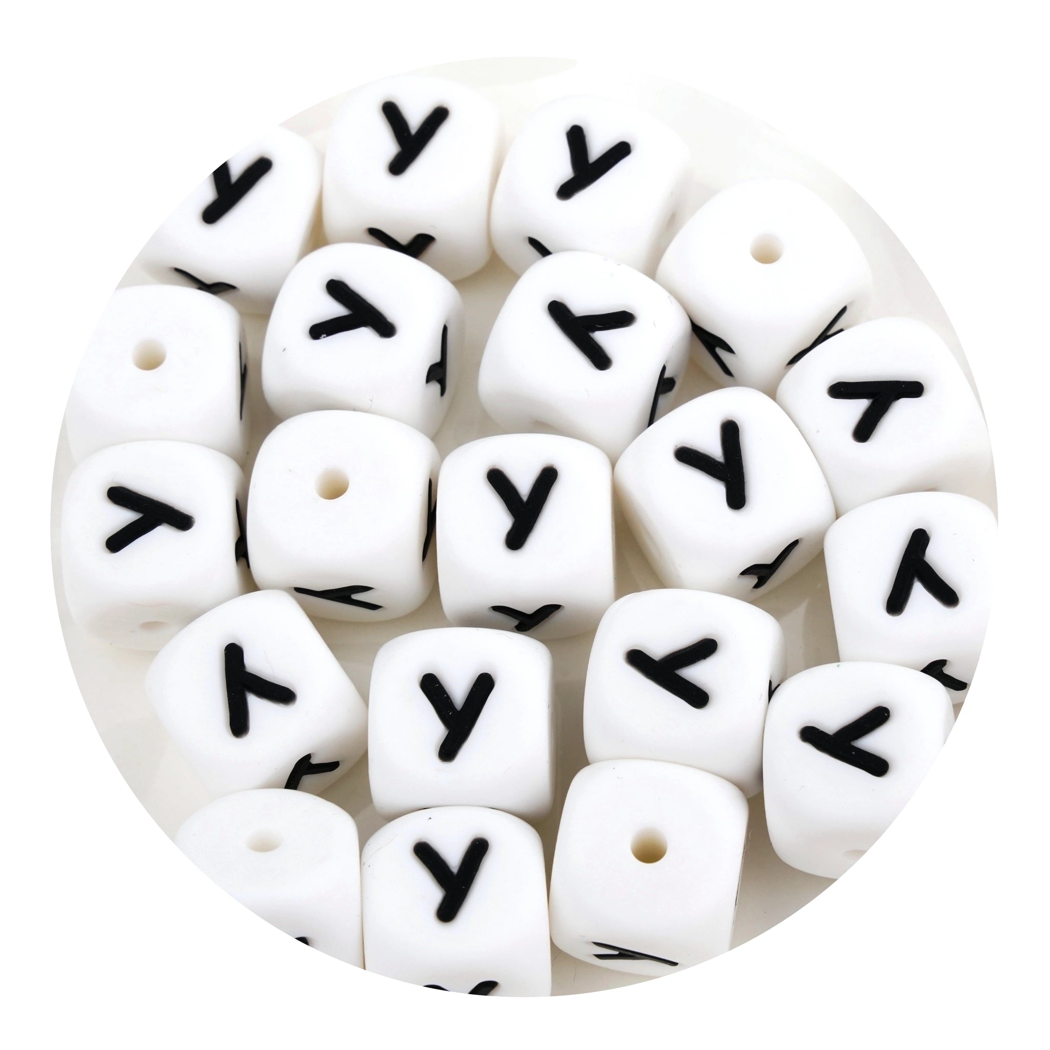 Master Maker Crafts white silicone letter Y beads for stringing, wholesale craft supplies Ohio DIY Craft Warehouse
