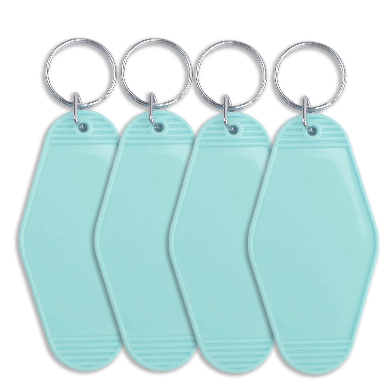 Retro Motel Keychain with Silver Ring - Light Blue - DIY Craft Warehouse