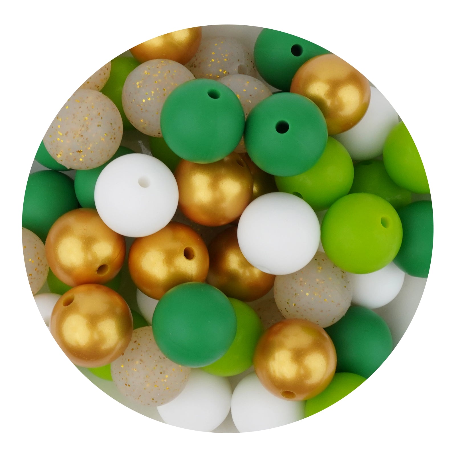 Master Maker Crafts -  Silicone Bead Pack Round - Lucky Leprechaun (50 Beads - 15mm)