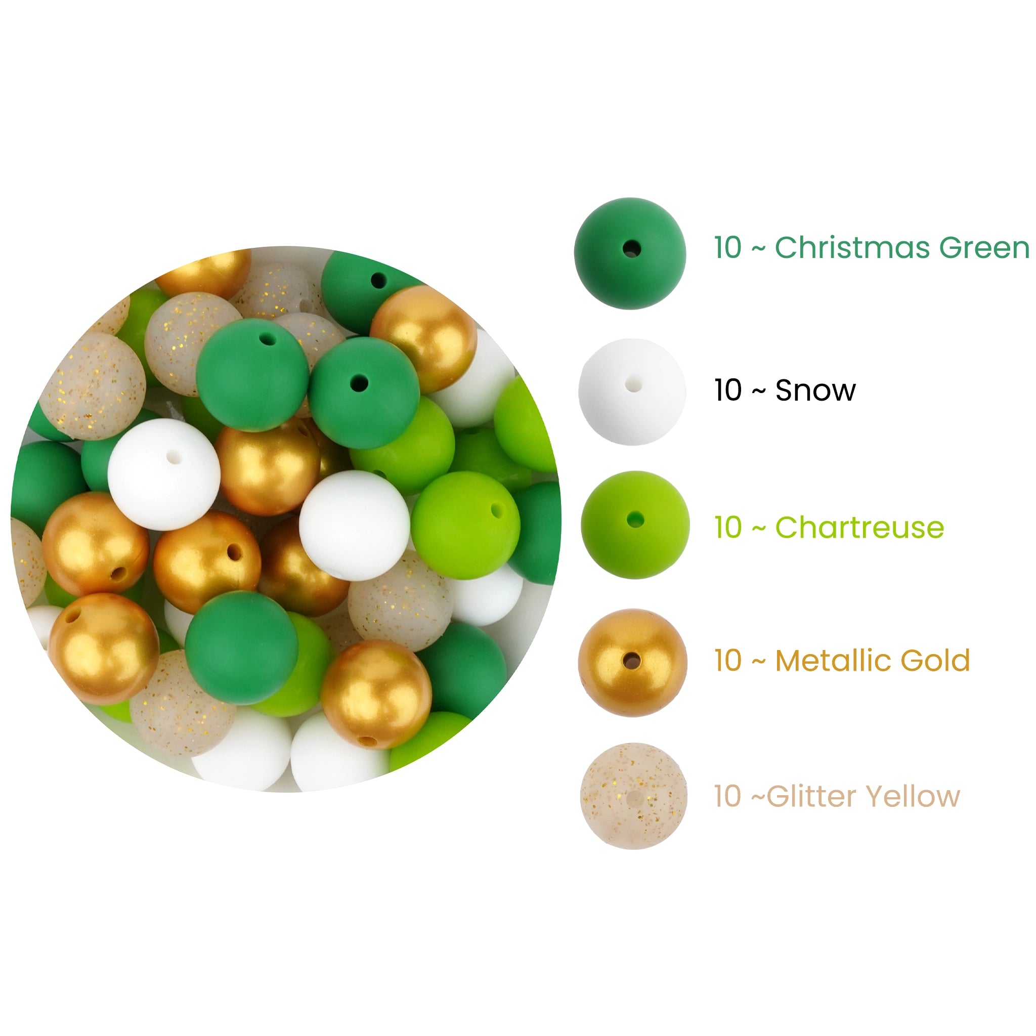 Master Maker Crafts -  Silicone Bead Pack Round - Lucky Leprechaun (50 Beads - 15mm) DIY Craft Warehouse