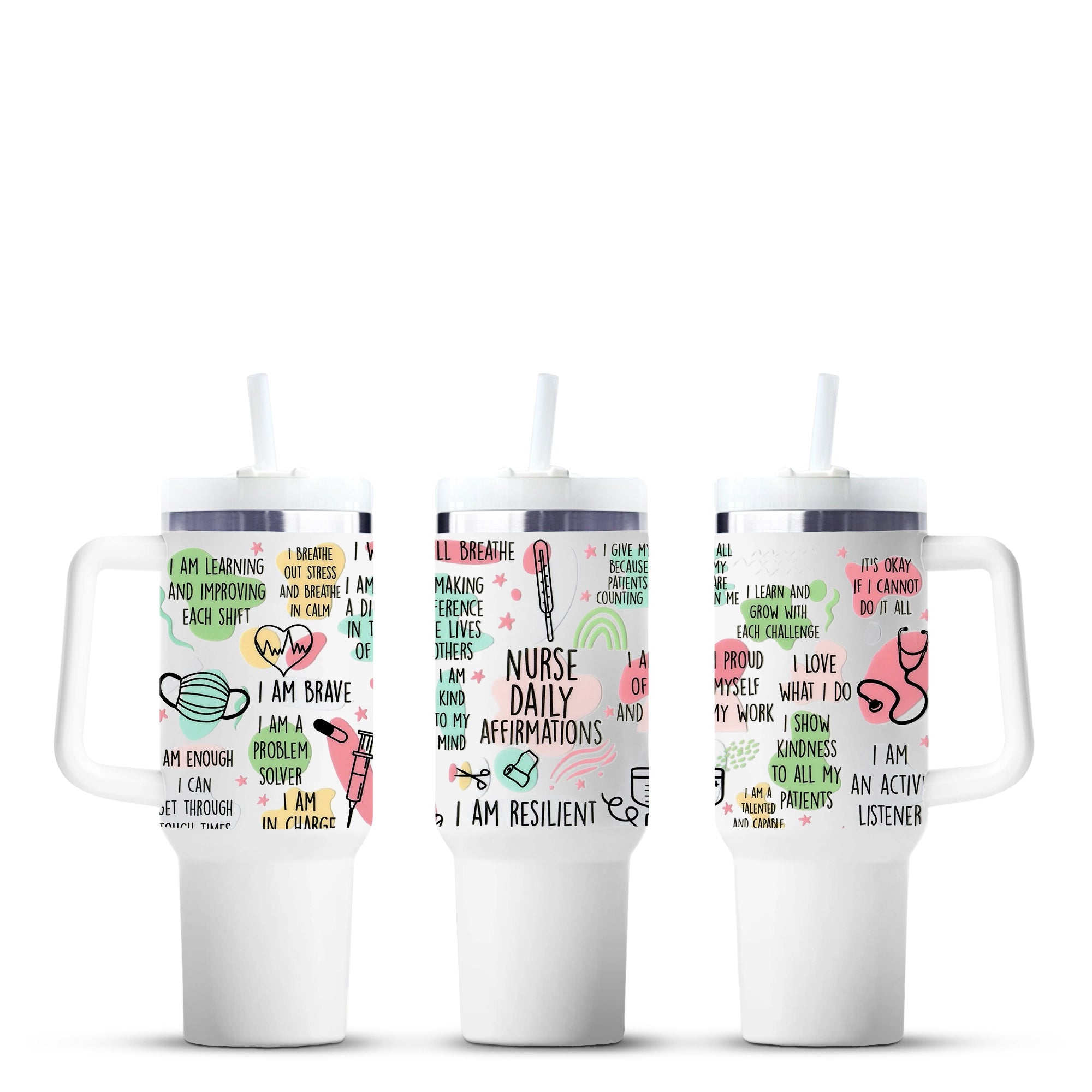 Master Maker Crafts Nurse Affirmations tumbler, colorful motivational text, wholesale craft supplies, Ohio fast shipping DIY Craft Warehouse