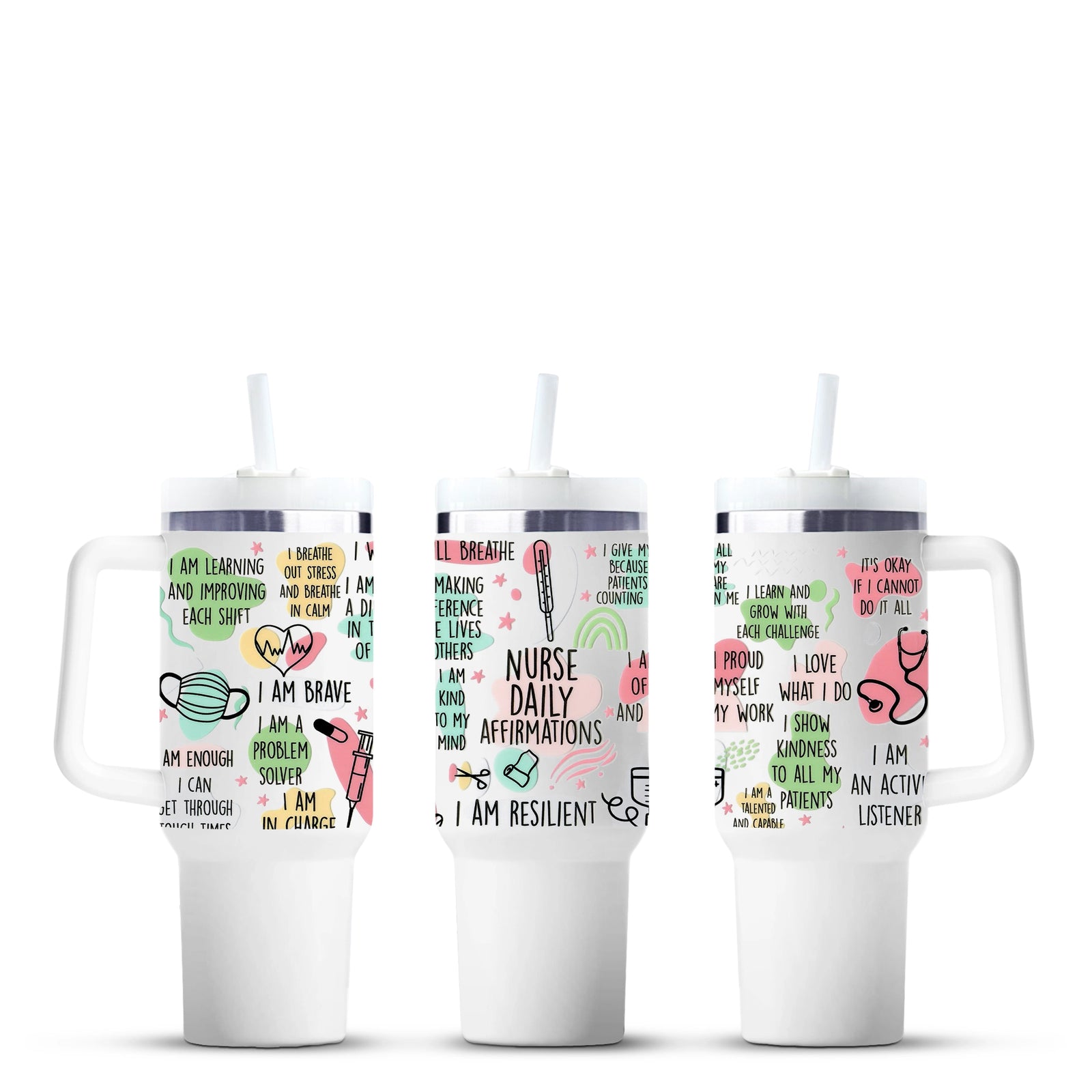 Master Maker Crafts Nurse Affirmations tumbler, colorful motivational text, wholesale craft supplies, Ohio fast shipping