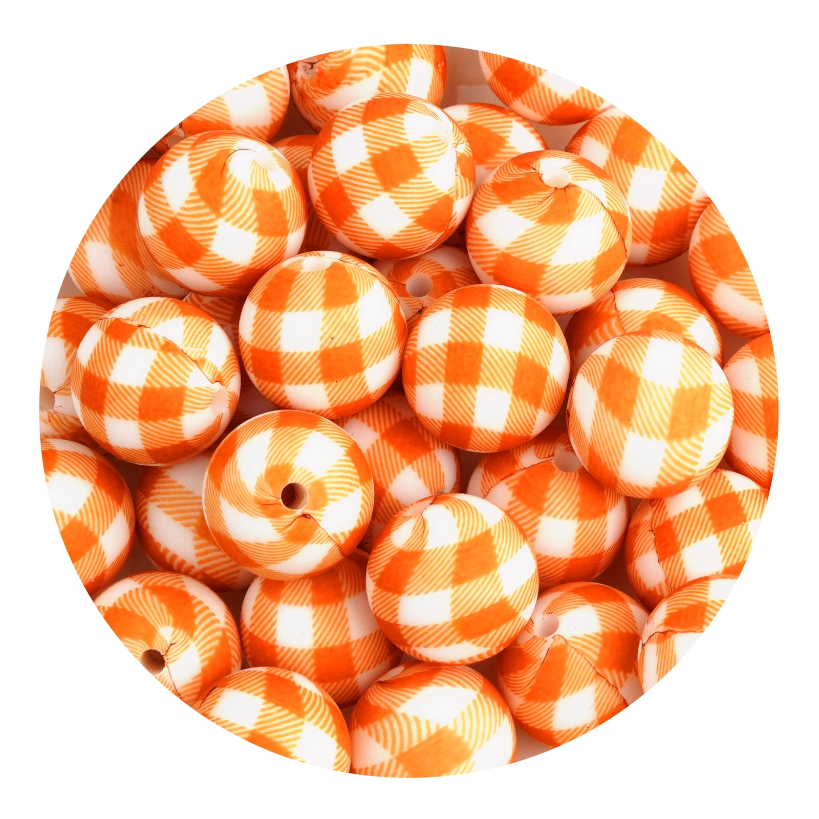 Master Maker Crafts -  Silicone Bead Round - Orange Gingham (5 Beads - 15mm) | Master Maker Crafts - Wholesale Craft Supplies - Fast Shipping from Ohio