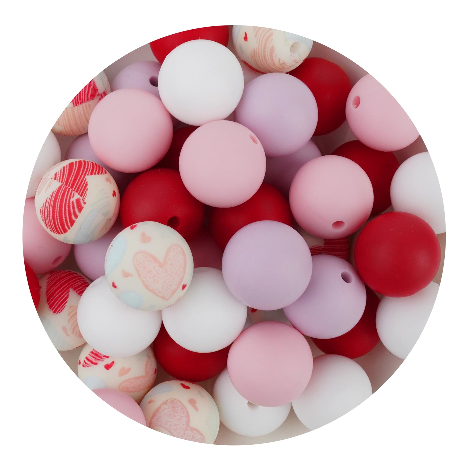 Master Maker Crafts -  Silicone Bead Pack Round - Pastel Love Story (50 Beads - 15mm)