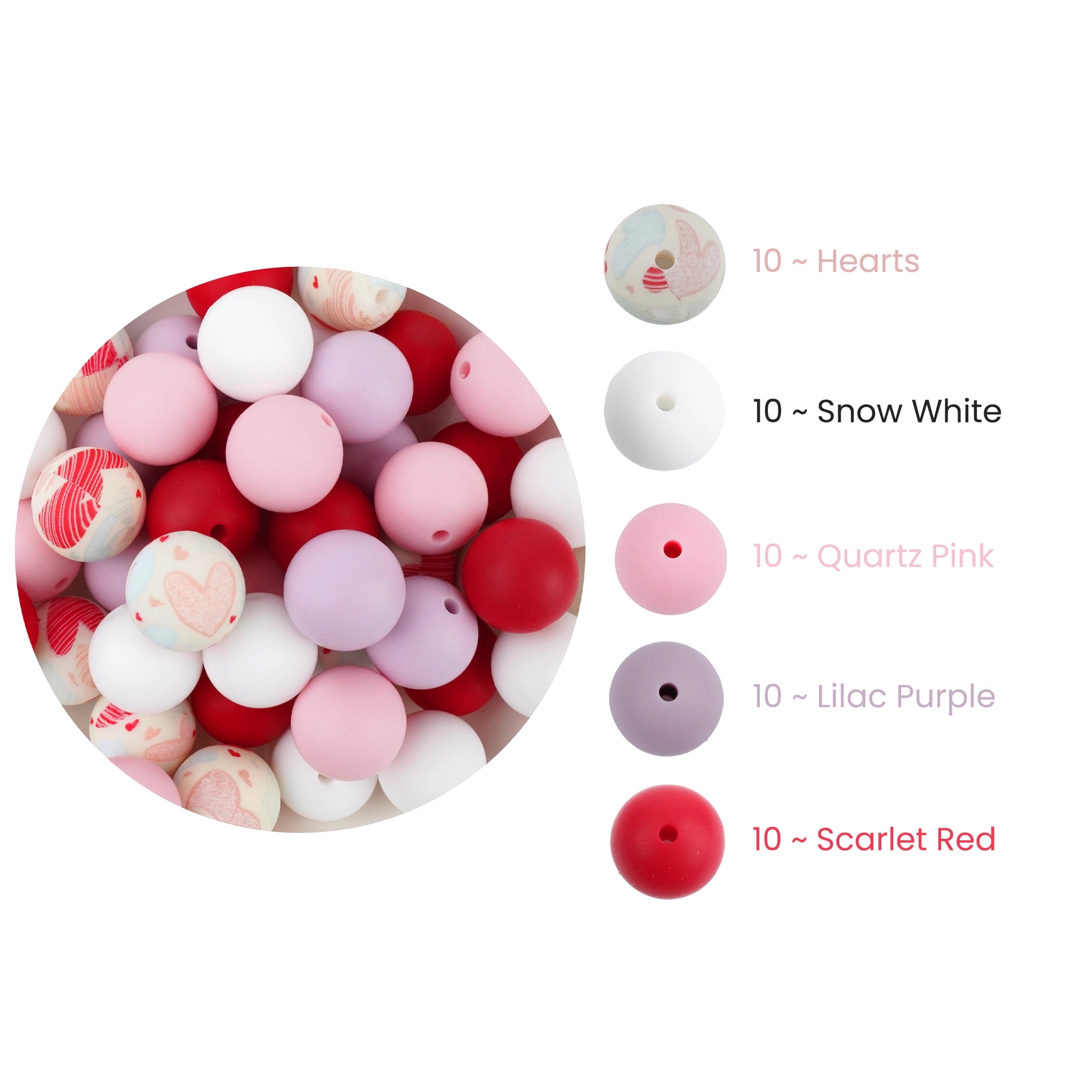 Master Maker Crafts -  Silicone Bead Pack Round - Pastel Love Story (50 Beads - 15mm) DIY Craft Warehouse