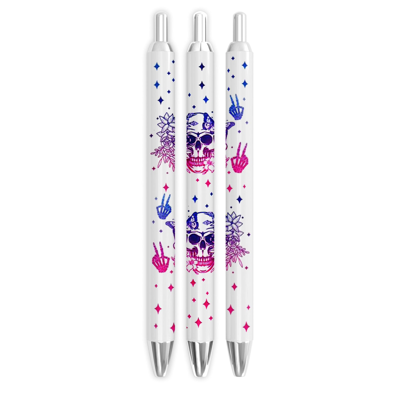 Master Maker Crafts -  UV DTF Pen Wrap Only - Peace Skulls 5 Decals 4.25