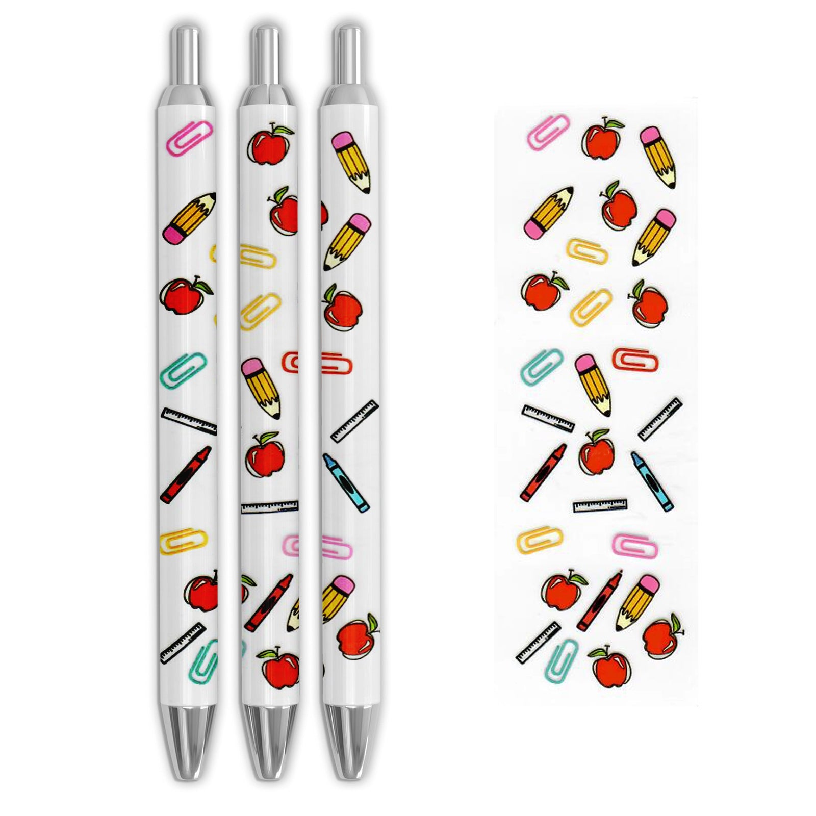 Master Maker Crafts -  UV DTF Pen Wrap Only - School Essentials 5 Decals 4.25
