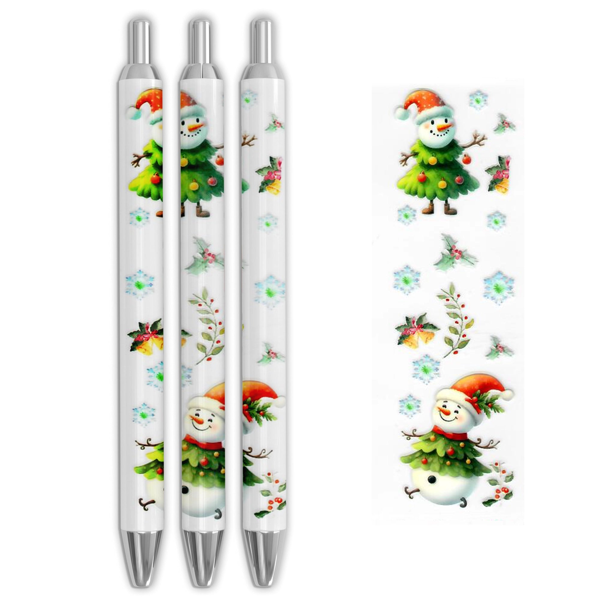 Master Maker Crafts -  UV DTF Pen Wrap Only - Snowmen & Christmas Trees 5 Decals 4.25" x 1.25" (Pen NOT Inclued) | Master Maker Crafts - Wholesale Craft Supplies - Fast Shipping from Ohio DIY Craft Warehouse