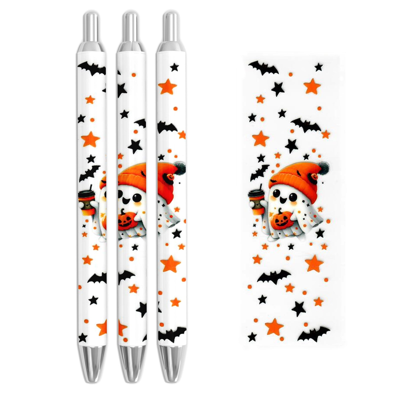Master Maker Crafts -  UV DTF Pen Wrap Only - Spooky Stars Ghost 5 Decals 4.25