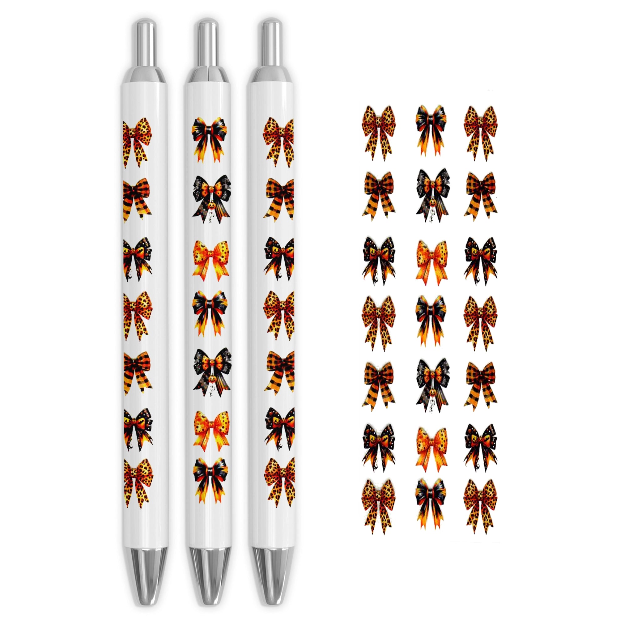 Master Maker Crafts -  UV DTF Pen Wrap Only - Bows Black & Orange 5 Decals 4.25" x 1.25" (Pen NOT Inclued) | Master Maker Crafts - Wholesale Craft Supplies - Fast Shipping from Ohio DIY Craft Warehouse