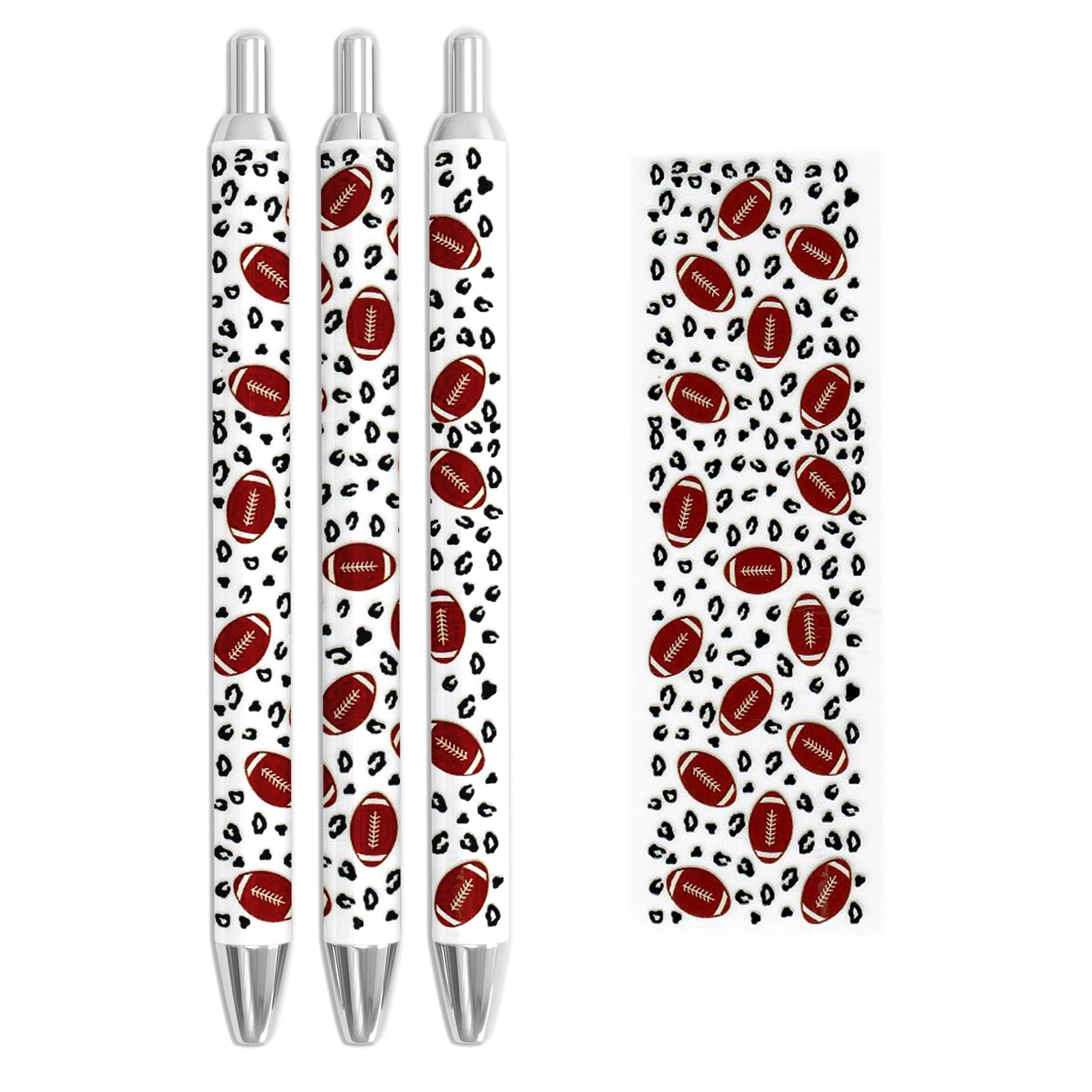 Master Maker Crafts -  UV DTF Pen Wrap Only - Cheetah & Footballs 5 Decals 4.25