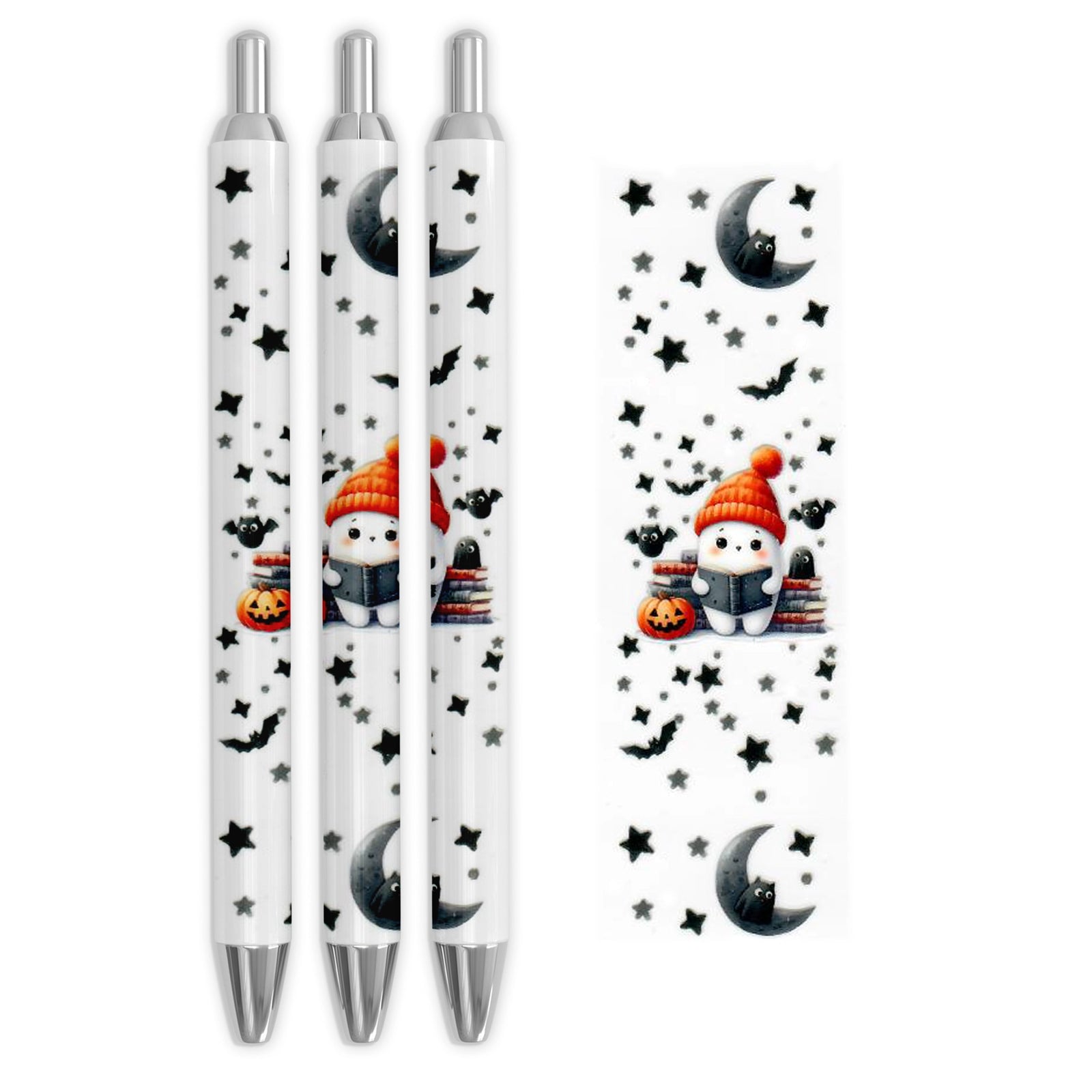Master Maker Crafts -  UV DTF Pen Wrap Only - Ghost & Books 5 Decals 4.25