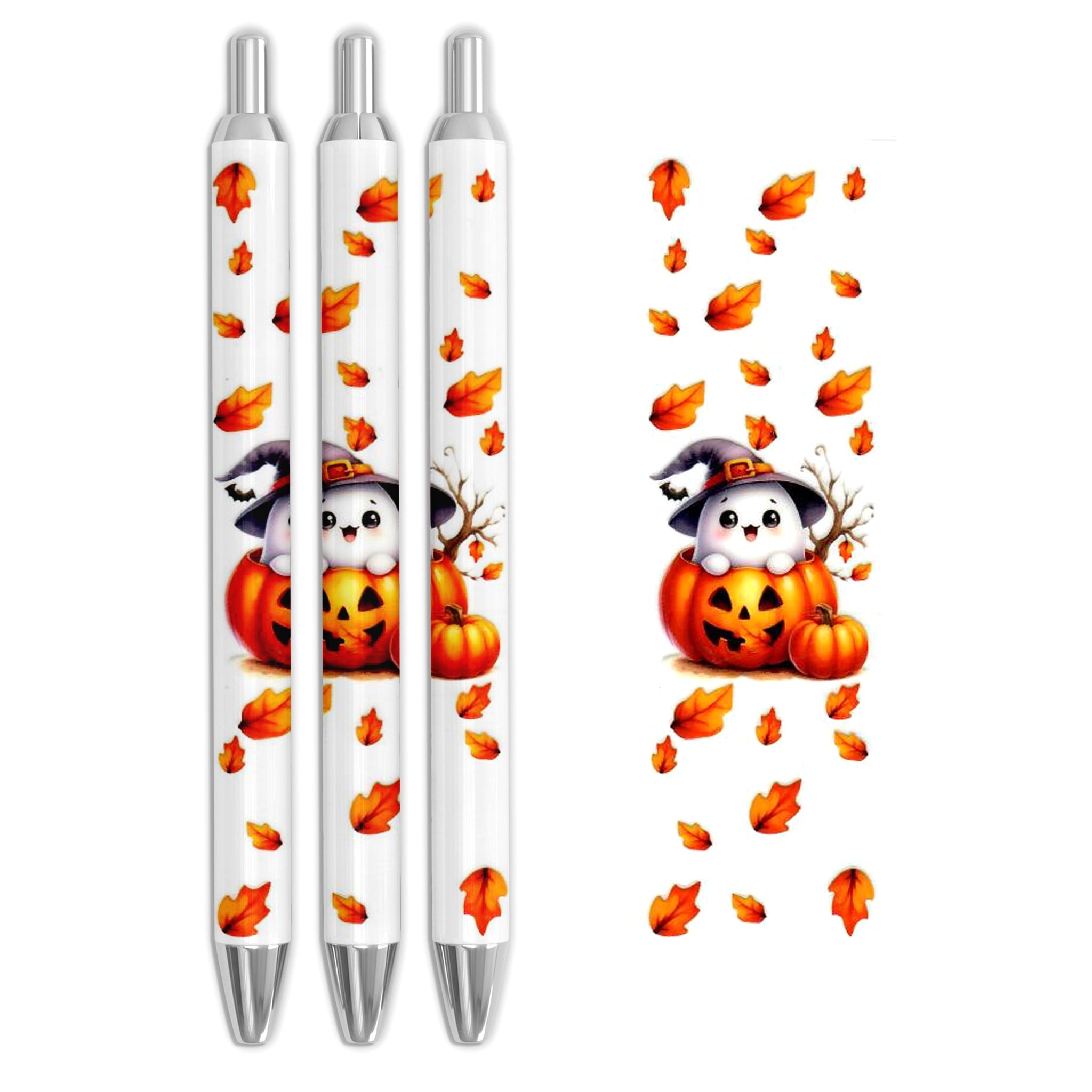 Master Maker Crafts -  UV DTF Pen Wrap Only - Ghostly Jack-O-Lantern 5 Decals 4.25" x 1.25" (Pen NOT Inclued) | Master Maker Crafts - Wholesale Craft Supplies - Fast Shipping from Ohio DIY Craft Warehouse