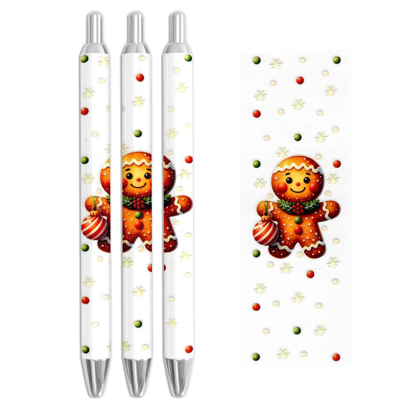 Master Maker Crafts -  UV DTF Pen Wrap Only - Jolly Gingerbread Man 5 Decals 4.25