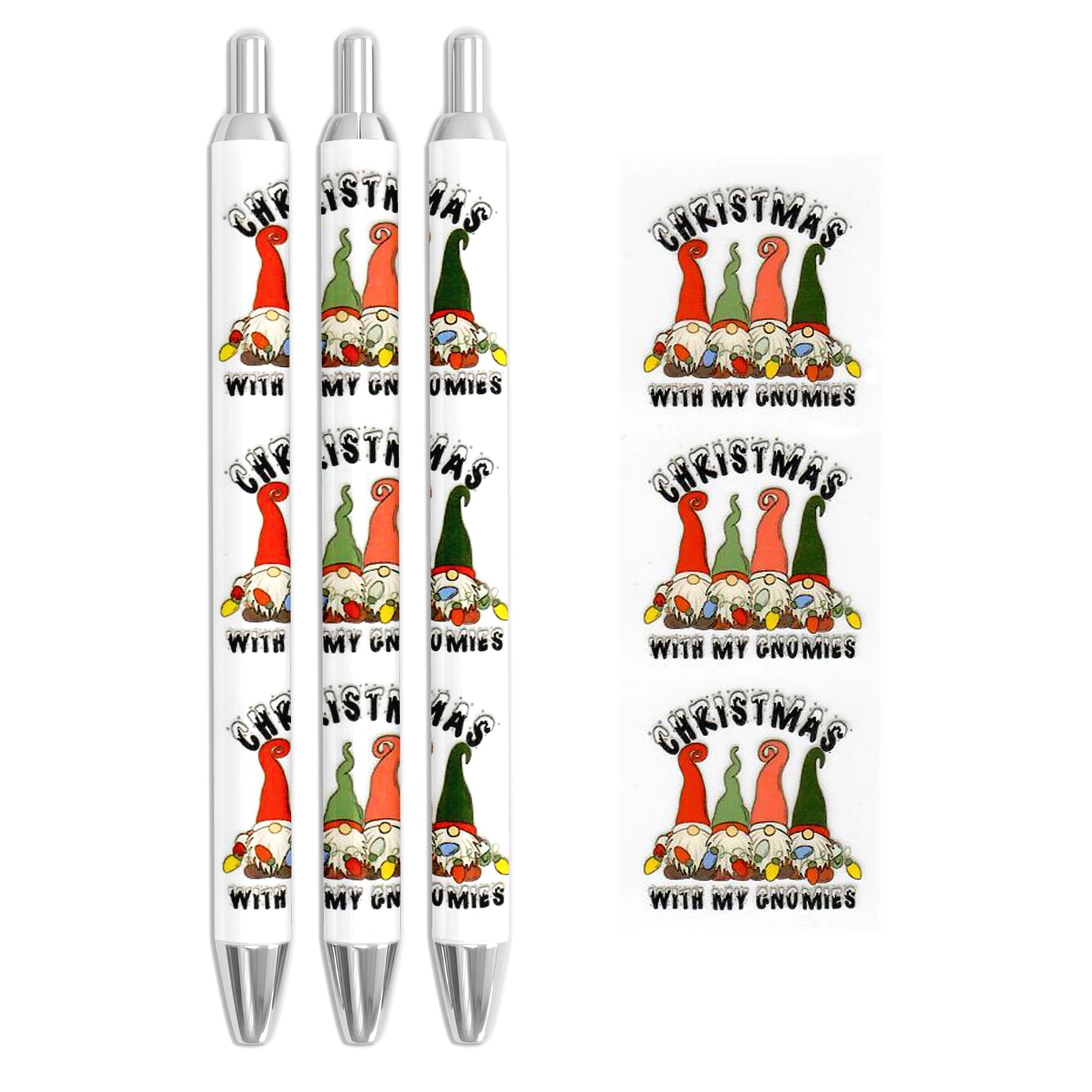 Master Maker Crafts -  UV DTF Pen Wrap Only - Holiday Gnomies 5 Decals 4.25