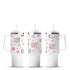 40oz tumbler with pink florals and books, Master Maker Crafts wholesale craft supplies Ohio DIY Craft Warehouse