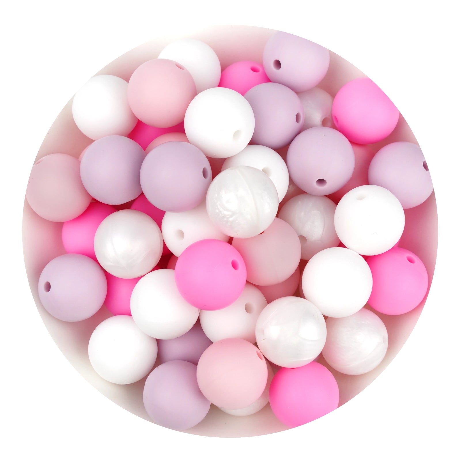 Pastel pink, white, and purple round beads pack, Master Maker Crafts wholesale craft supplies Ohio.