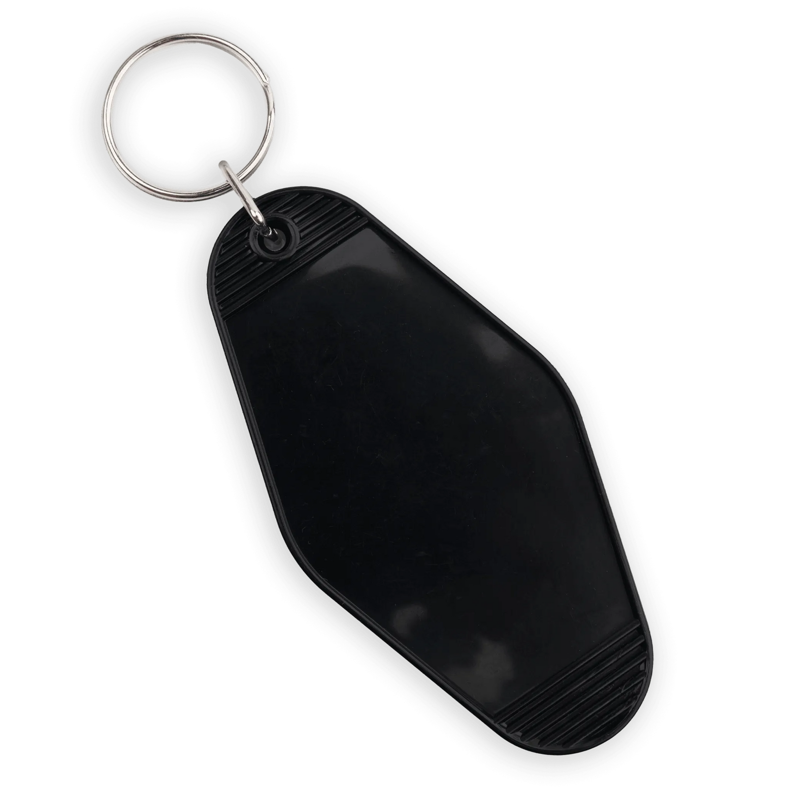 Retro Motel Keychain with Silver Ring - Black - DIY Craft Warehouse