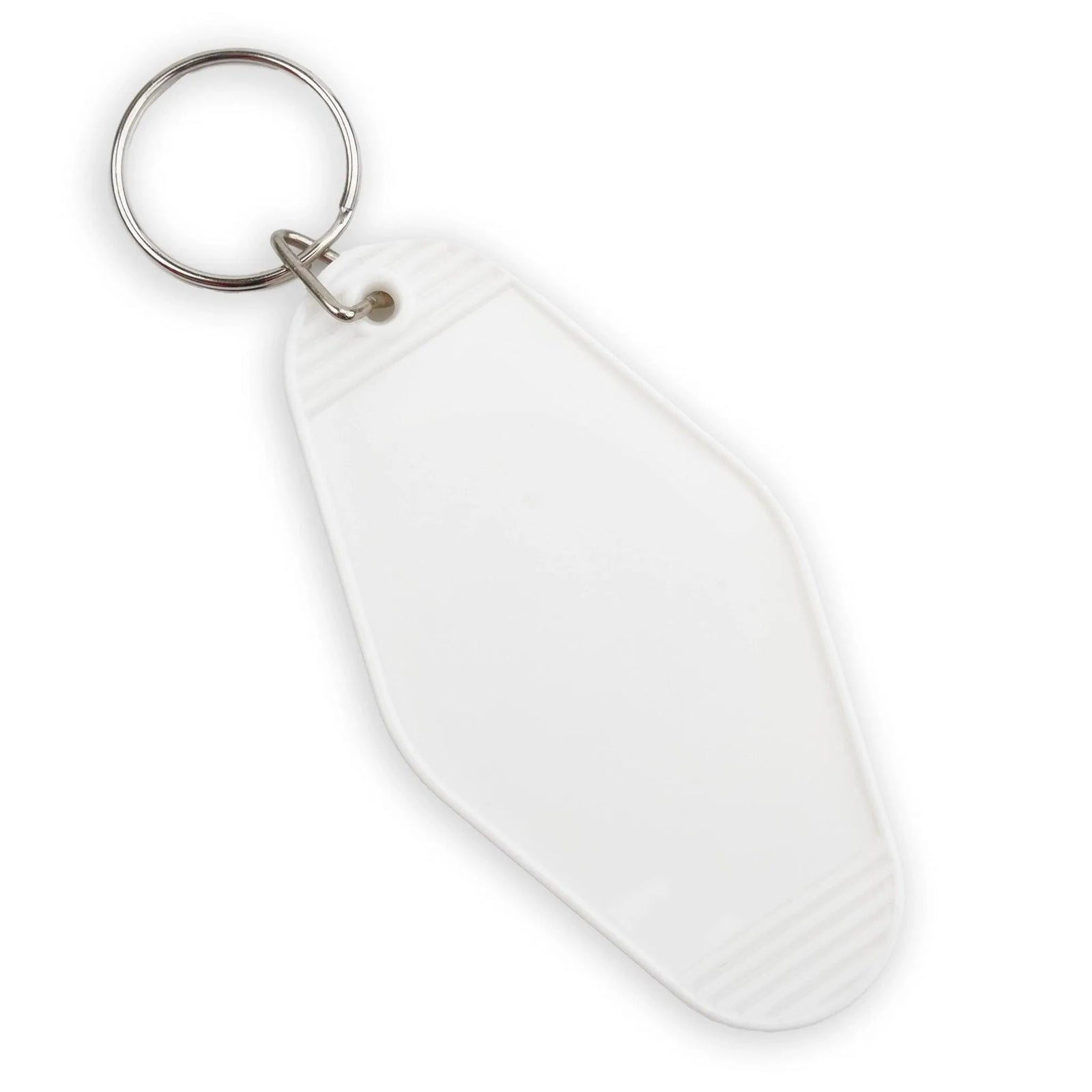 Retro Motel Keychain with Silver Ring - White - DIY Craft Warehouse