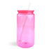 Bright pink transparent plastic can tumbler with straw, Master Maker Crafts wholesale supply Ohio DIY Craft Warehouse