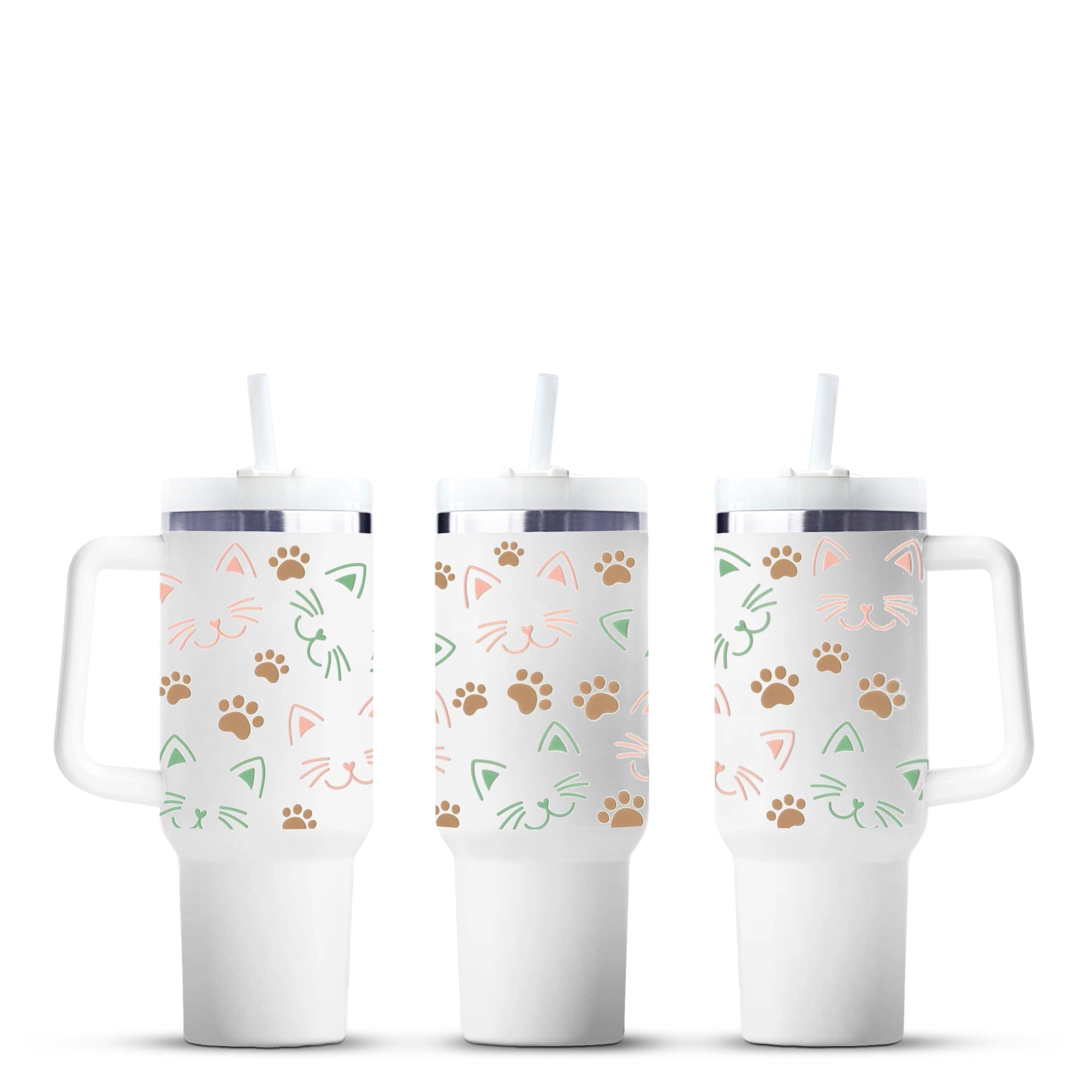 Cat face and paw print handled tumblers, Master Maker Crafts wholesale, fast shipping Ohio DIY Craft Warehouse
