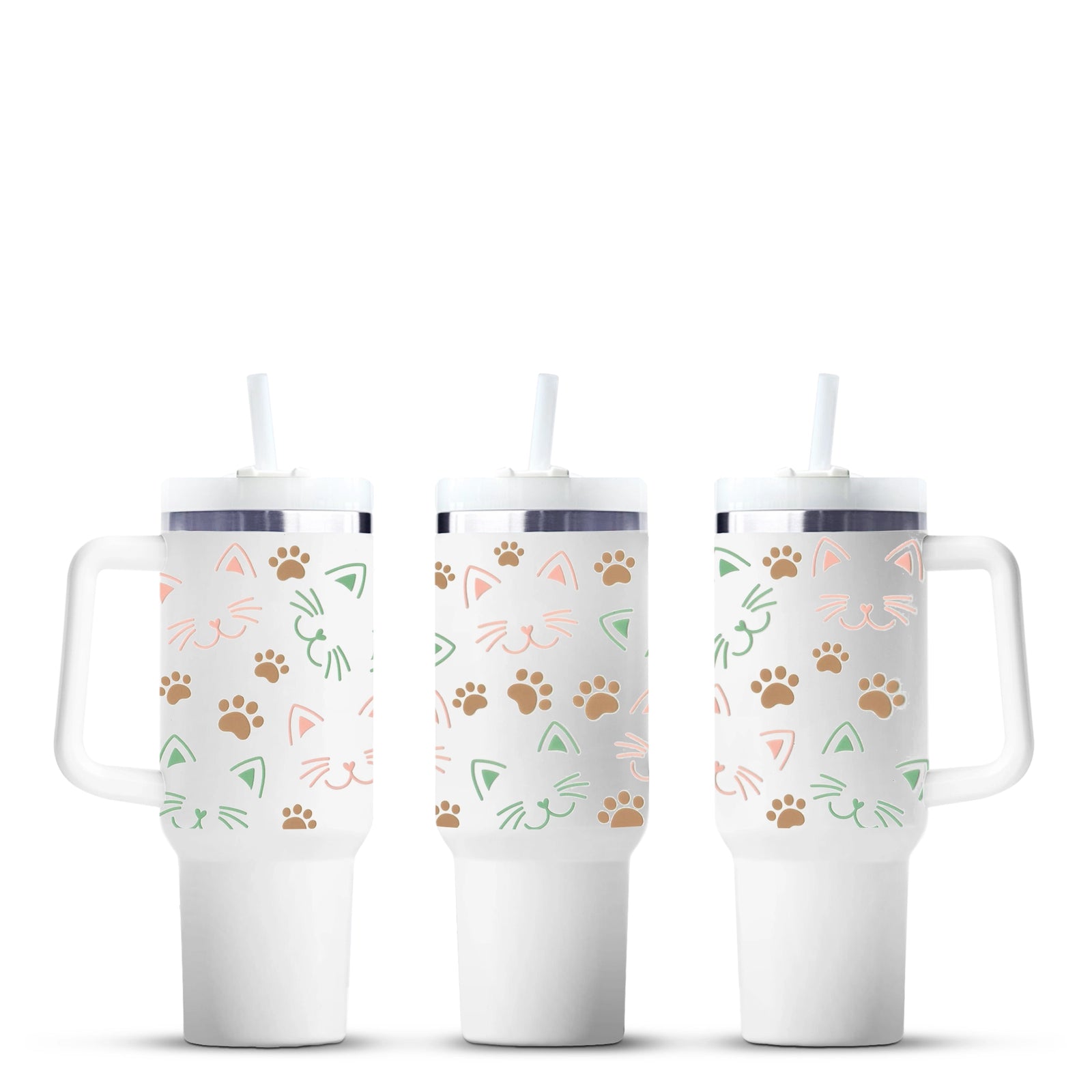 Cat face and paw print handled tumblers, Master Maker Crafts wholesale, fast shipping Ohio