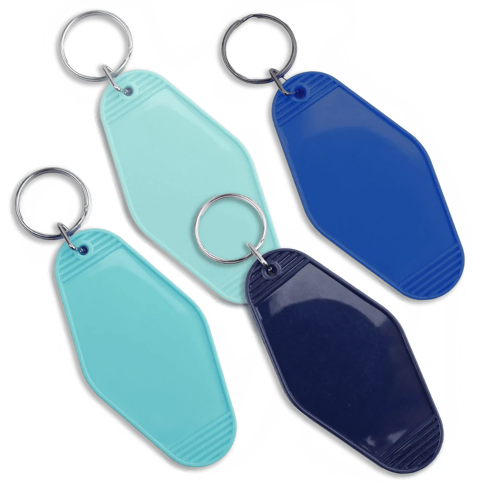 Retro Motel Keychain with Silver Ring - Pacific Blue - DIY Craft Warehouse