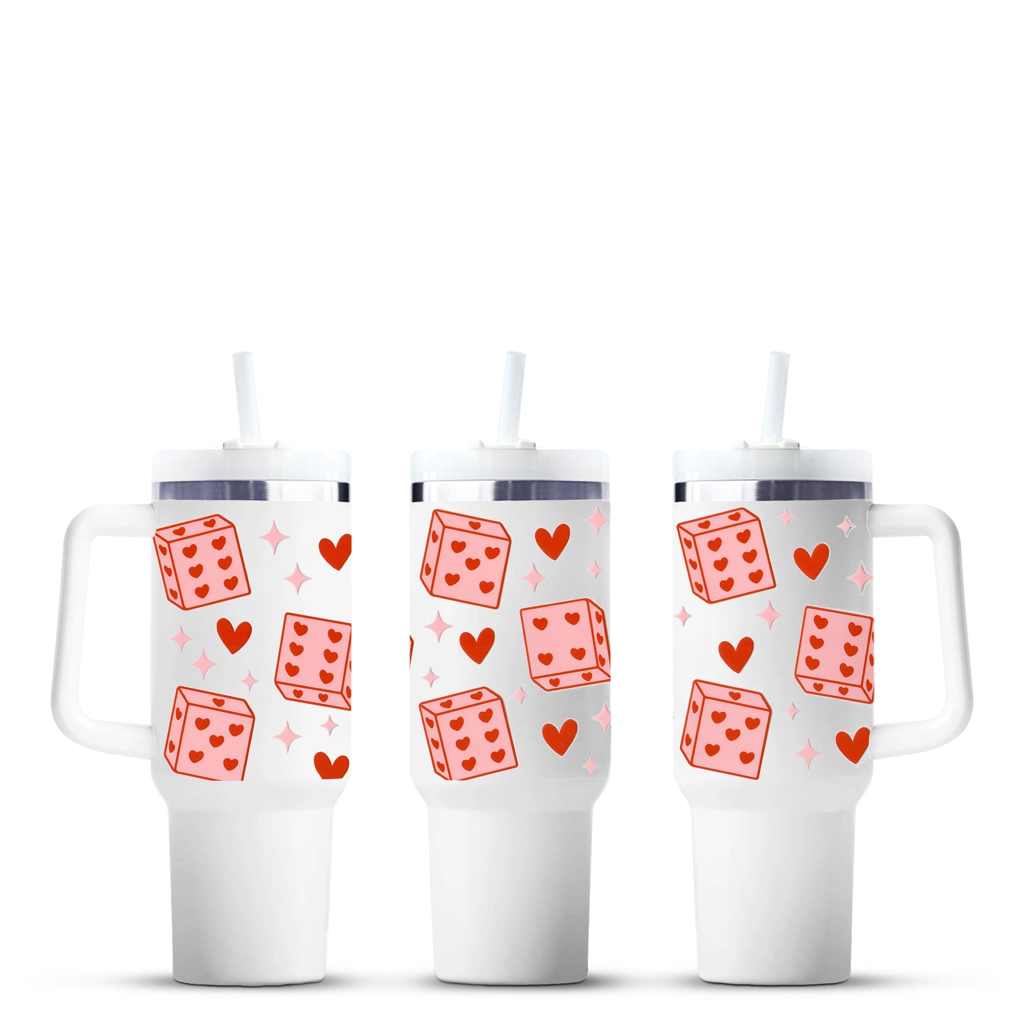 Master Maker Crafts white tumblers with red dice, hearts, wholesale craft supplies, Ohio DIY Craft Warehouse