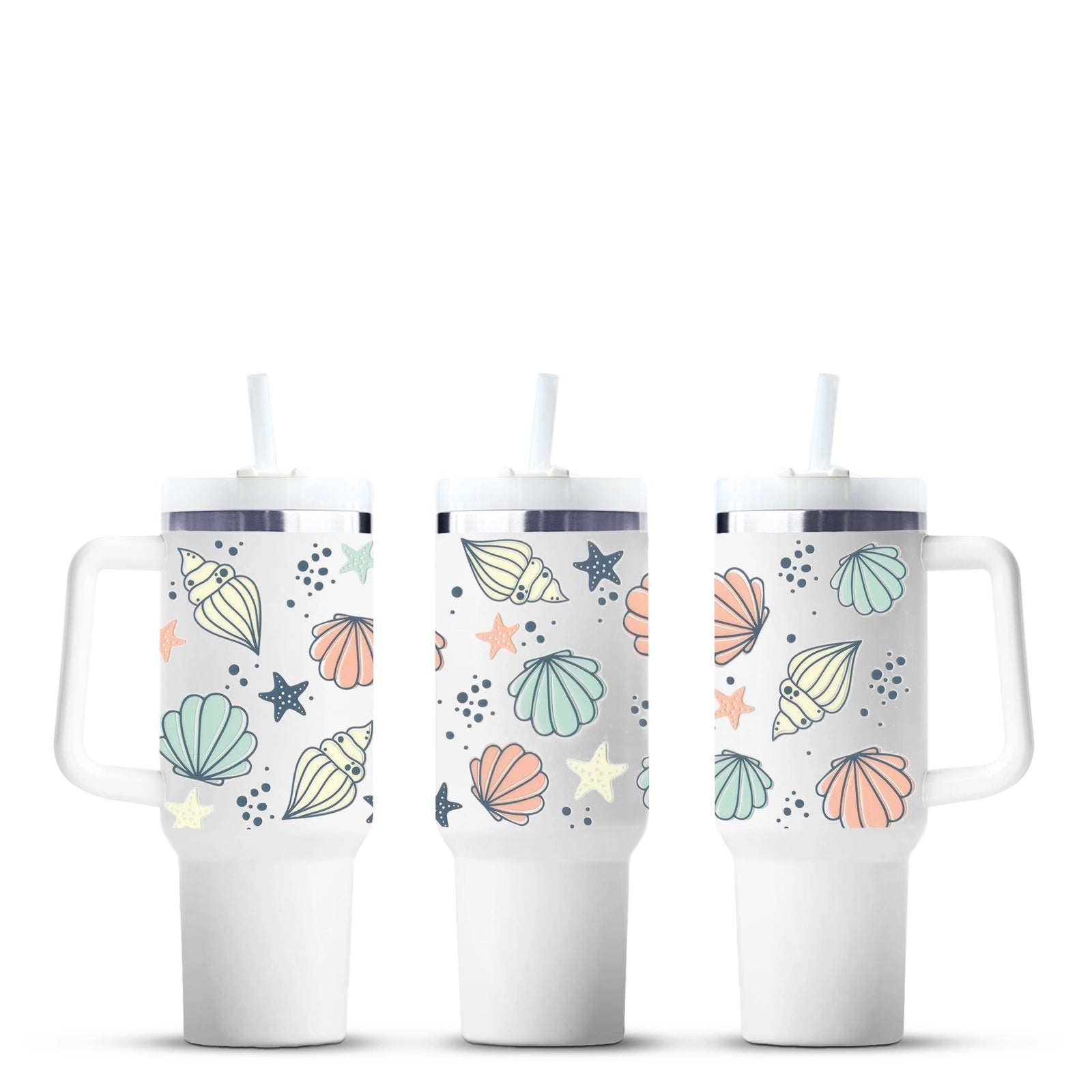 Seashell and starfish travel mugs, Master Maker Crafts wholesale craft supplies, Ohio fast shipping