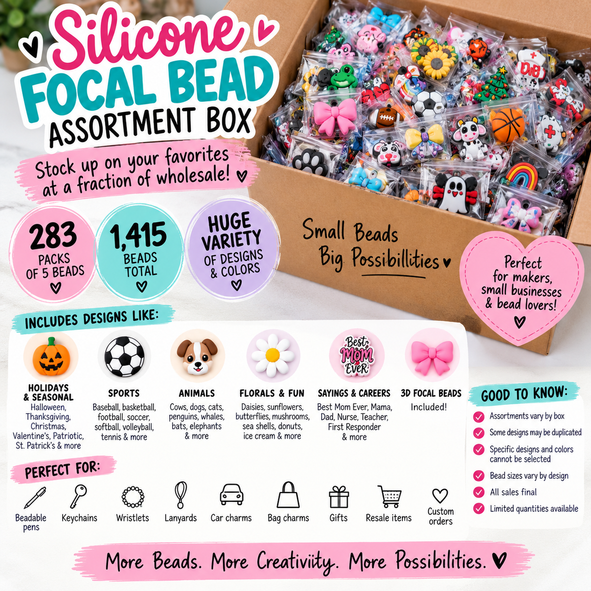 Silicone Focal Beads - 1415/CASE