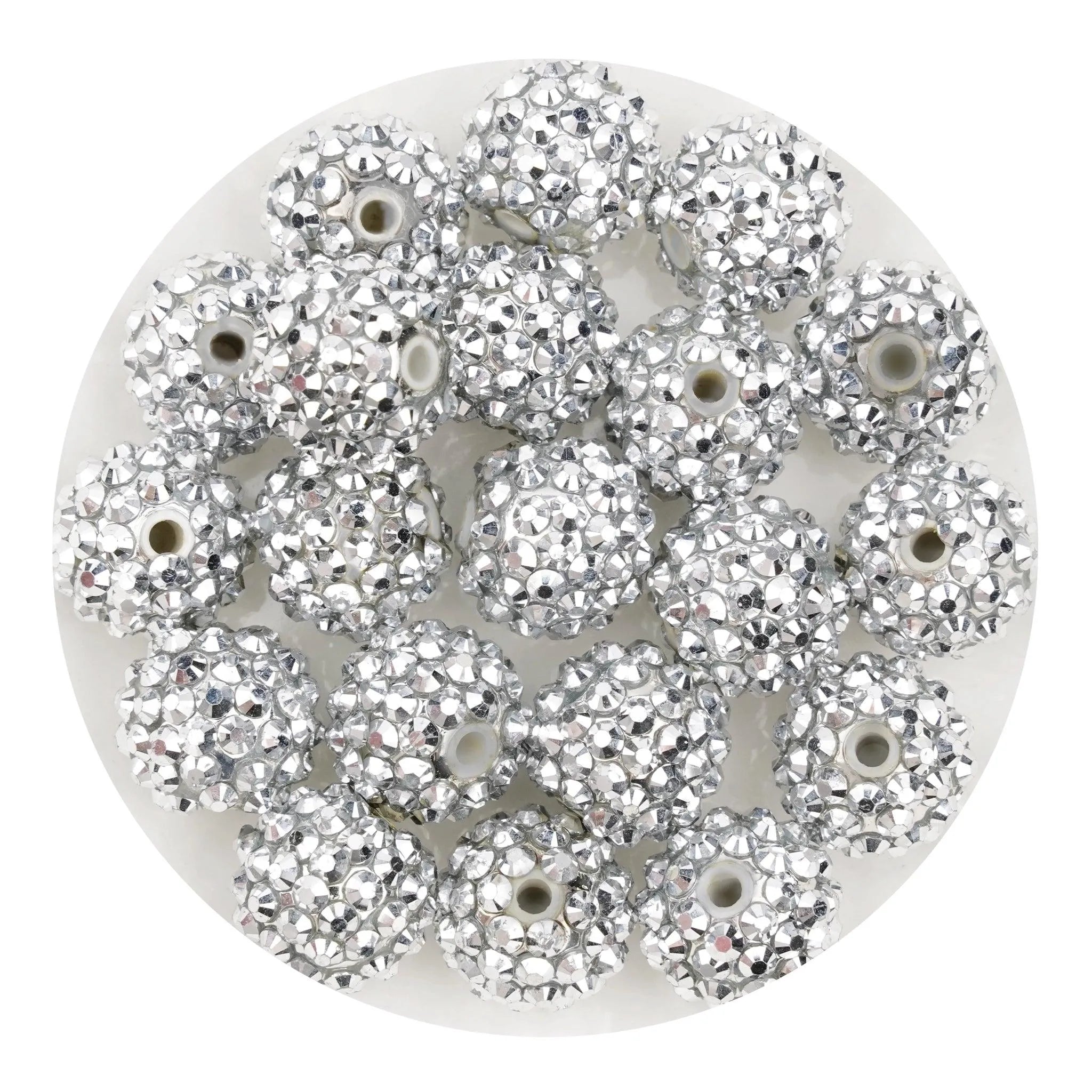 Acrylic Round String Bubblegum Bling Beads - Silver - DIY Craft Warehouse DIY Craft Warehouse