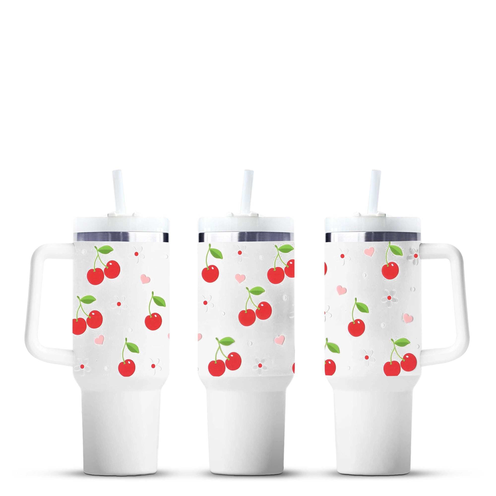 Cherry print tumblers with handles, Master Maker Crafts, wholesale craft supplies, Ohio shipping DIY Craft Warehouse