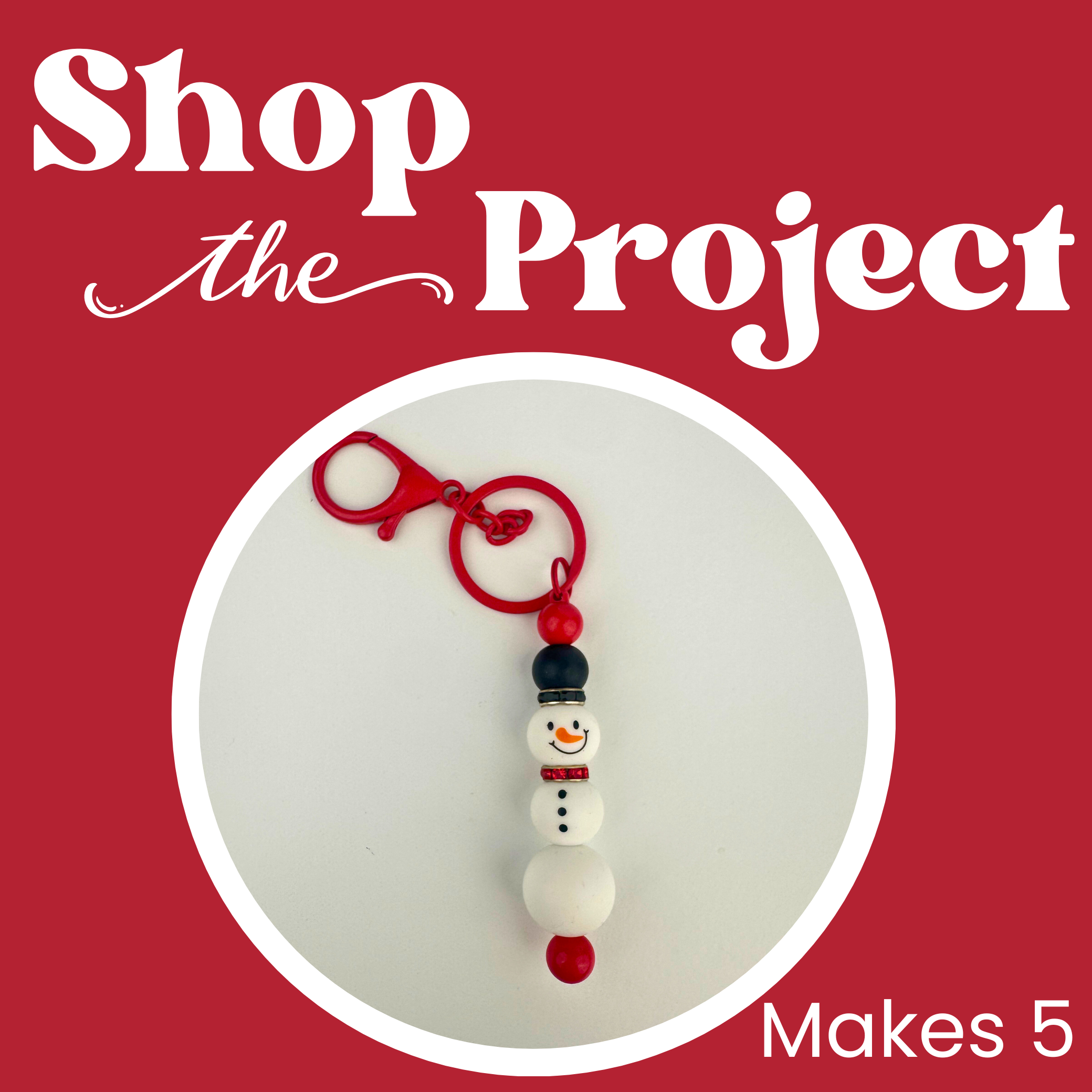 Snowman keychain with silicone beads, red clasp, Master Maker Crafts, wholesale, Ohio, fast shipping DIY Craft Warehouse