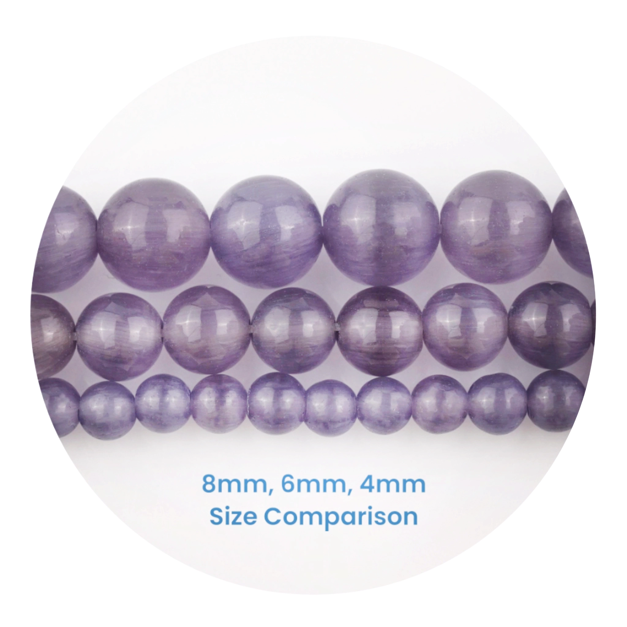 Lavender stone string beads size comparison 8mm 6mm 4mm, Master Maker Crafts wholesale supplies DIY Craft Warehouse