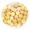 Yellow two-tone cracked stone beads in a bowl, Master Maker Crafts wholesale supplies Ohio DIY Craft Warehouse