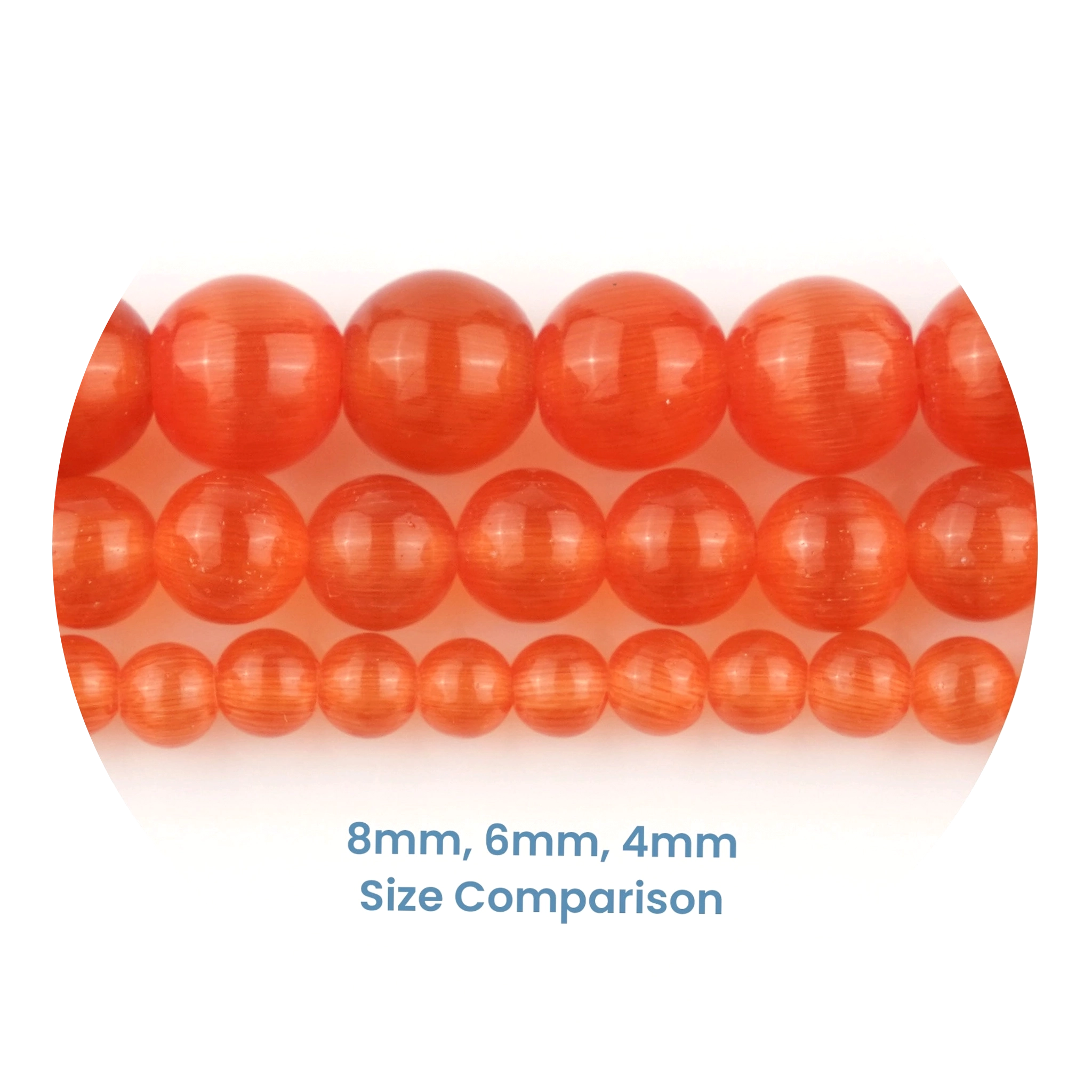 Red sea stone string beads size comparison 8mm 6mm 4mm, Master Maker Crafts wholesale Ohio DIY Craft Warehouse