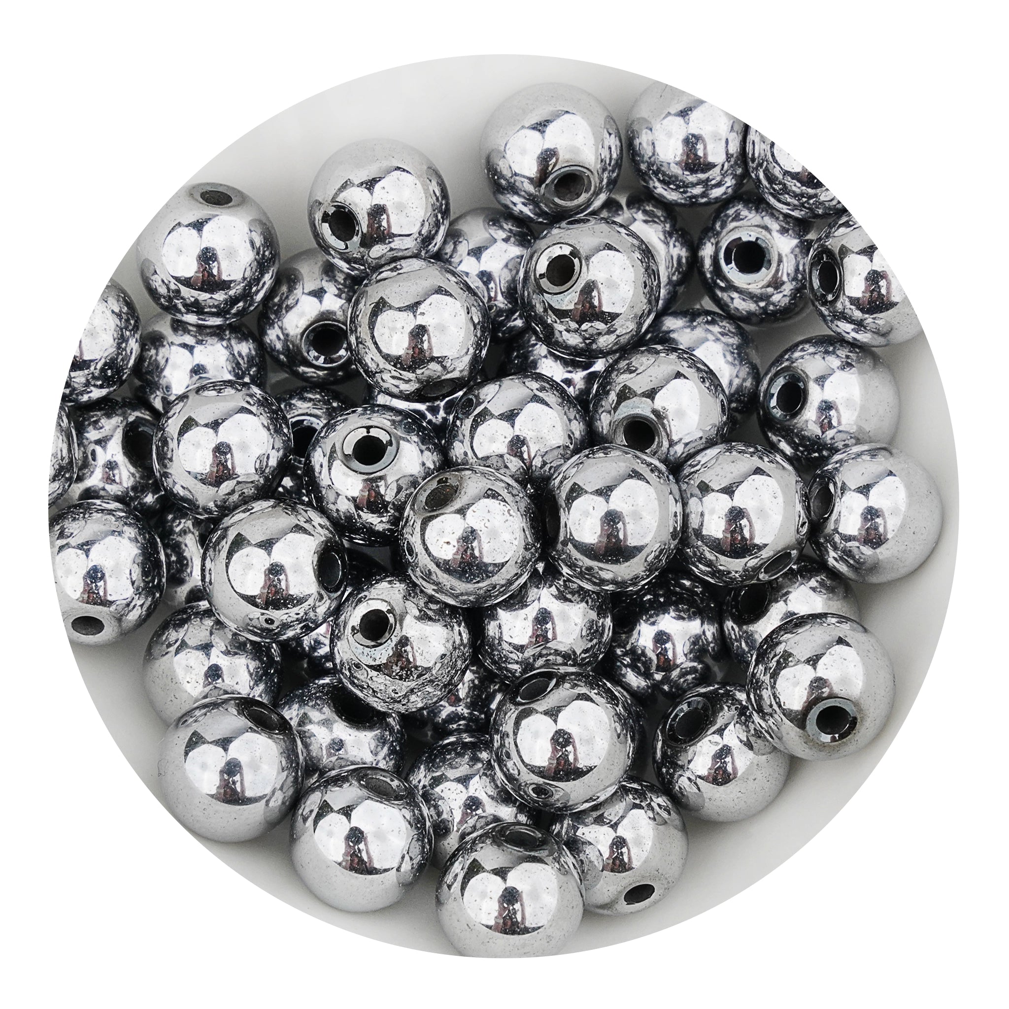 Silver stone string beads in a bowl, Master Maker Crafts wholesale craft supplies Ohio DIY Craft Warehouse