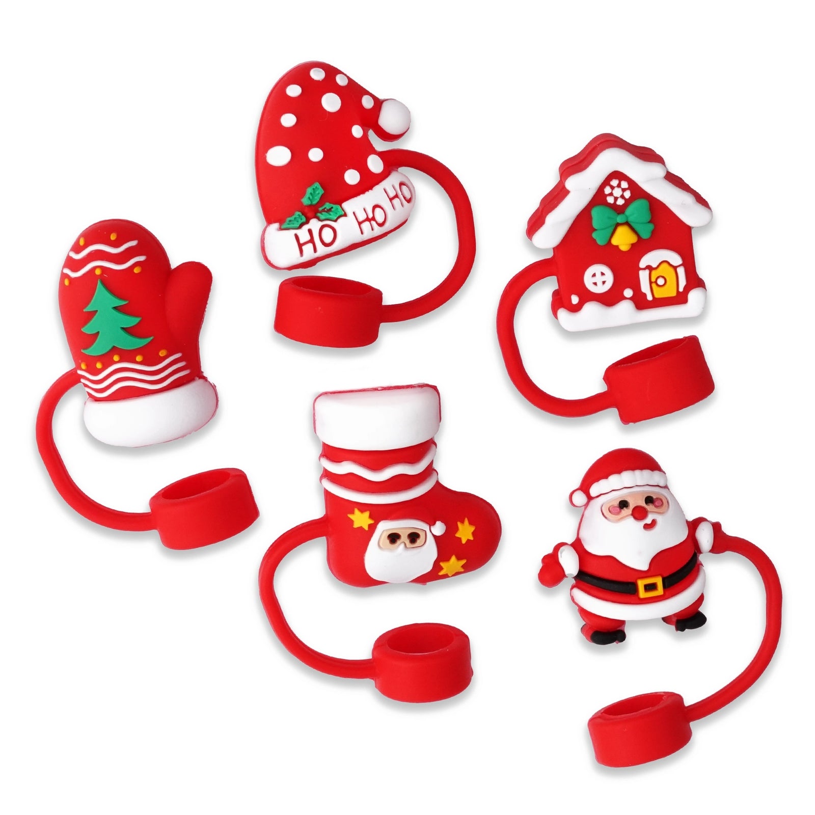 Master Maker Crafts -  Silicone Straw Topper - Assorted Christmas Time (5 Toppers) | Master Maker Crafts - Wholesale Craft Supplies - Fast Shipping from Ohio