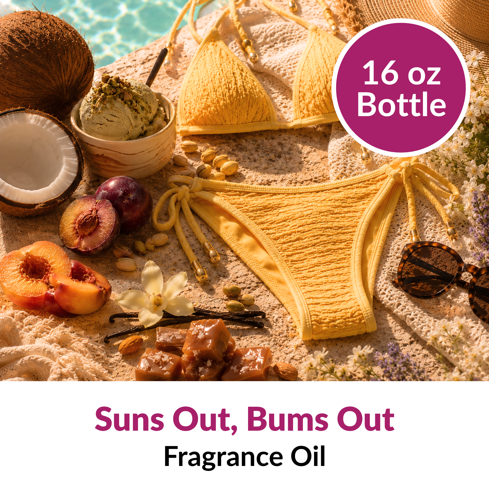 Image of Sun's Out, Bums Out Fragrance Oil (16 oz) sold at Master Maker Crafts. Wholesale prices and fast shipping.