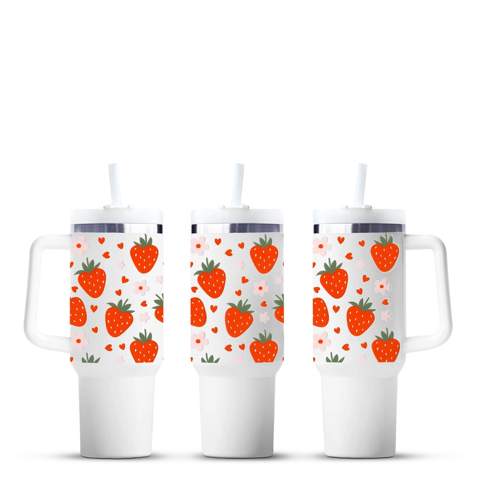 Strawberry design tumblers with hearts and flowers, Master Maker Crafts wholesale, fast shipping Ohio