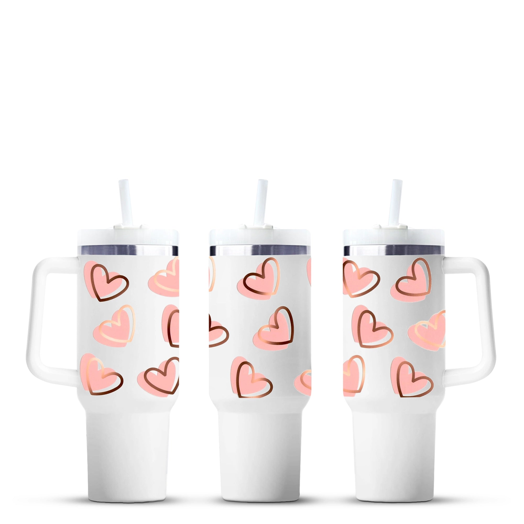 Sweetheart Whispers 40oz tumbler with pink heart pattern, Master Maker Crafts wholesale, Ohio DIY Craft Warehouse