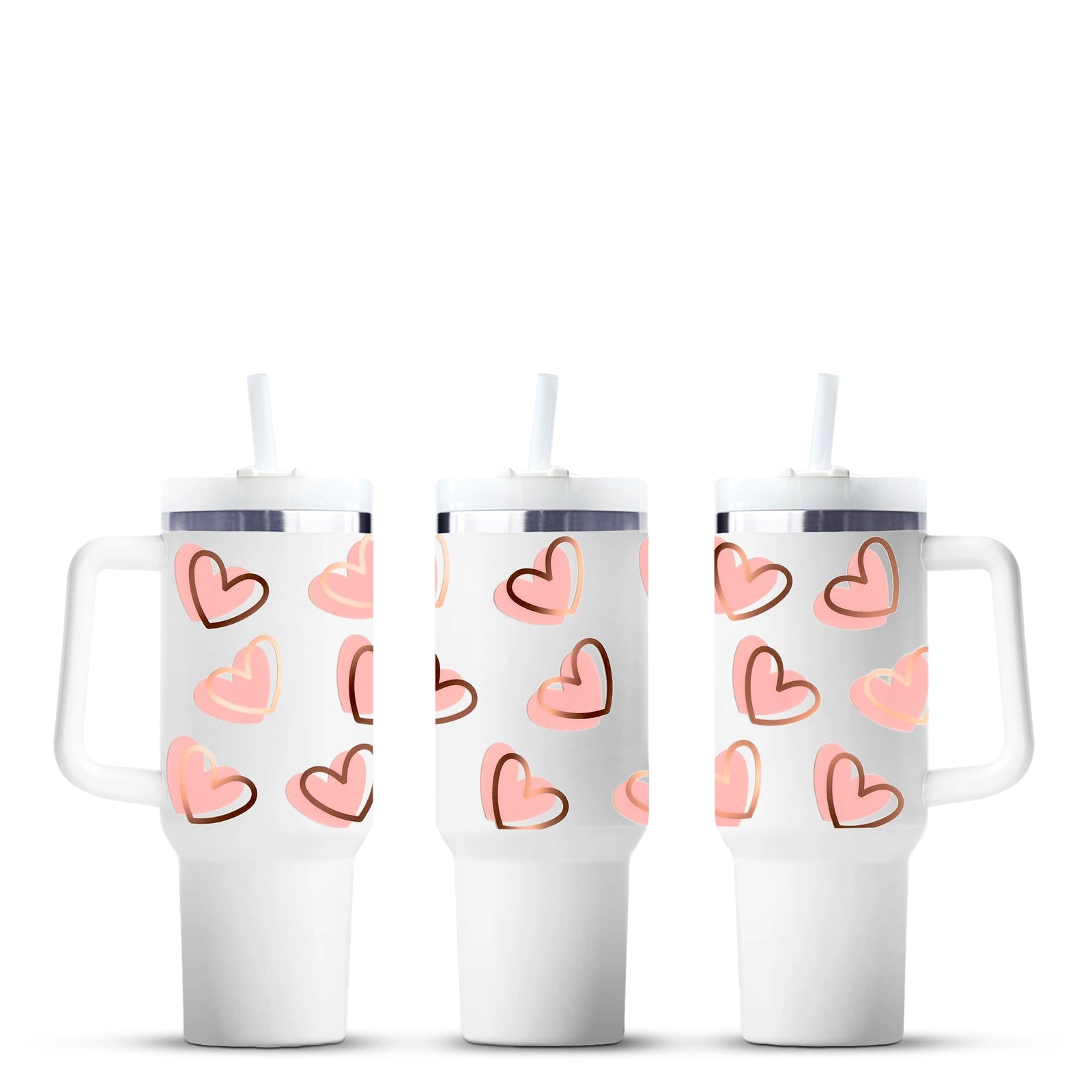 Sweetheart Whispers 40oz tumbler with pink heart pattern, Master Maker Crafts wholesale, Ohio
