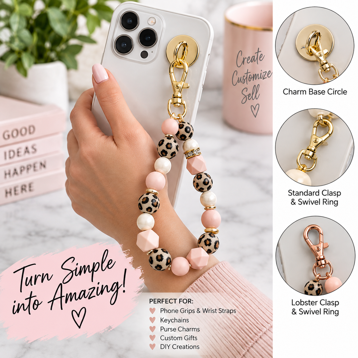 Swivel Rings & Charm Bases 50000/LOT