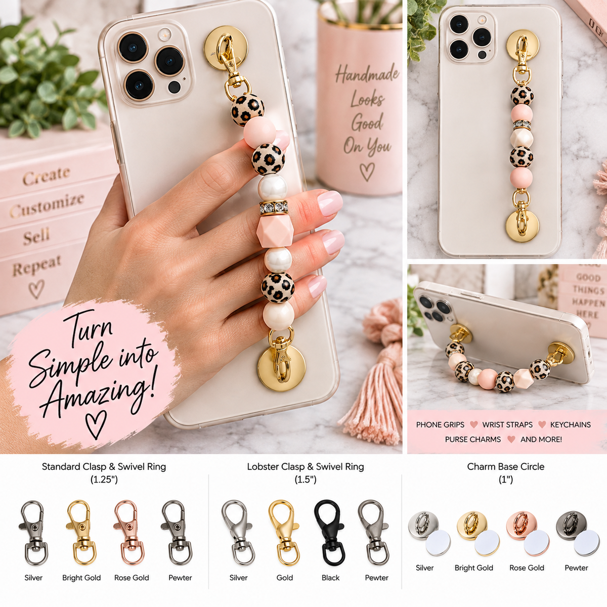 Swivel Rings & Charm Bases 50000/LOT